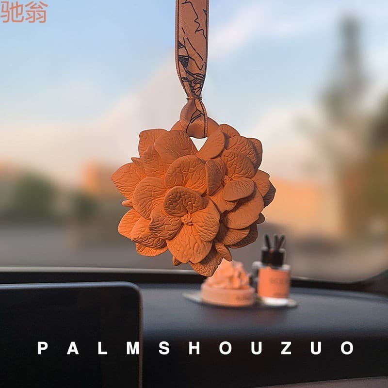 Q2W hortênsia carro aromaterapia pingente decoração do carro Perfume pingente flor difusor pedra luz fragrância espelho