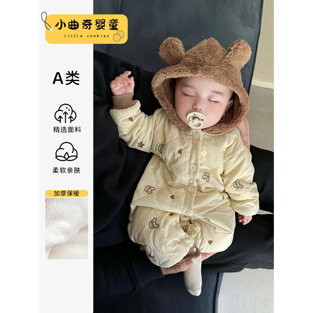 Bebê outono inverno roupas bonito macacão de lã macacão bebê Outing roupas moda macacão roupas de inverno do bebê