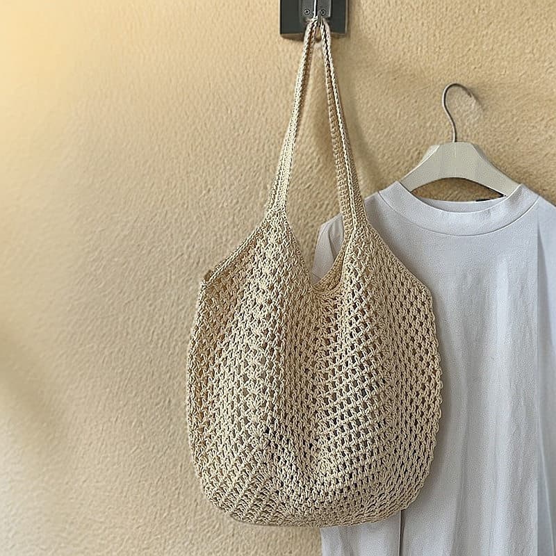bolsa transversal feminino bolsa feminina Novo estilo de algodão fio malha bolso balde saco ombro fio algodão tecido sac