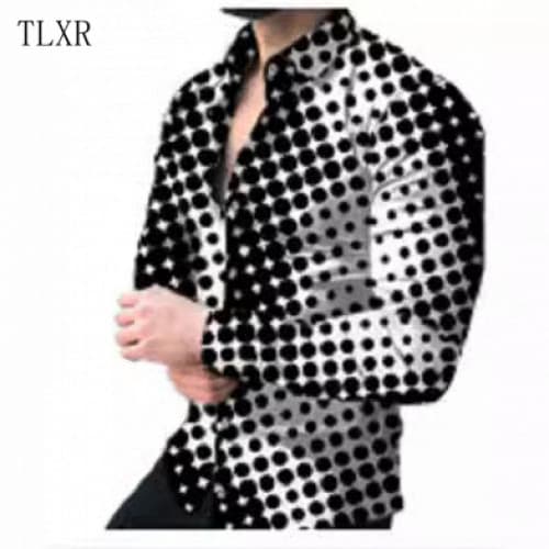 Camisa de manga longa com estampa de bolinhas impressa em 3D, modelo QL532