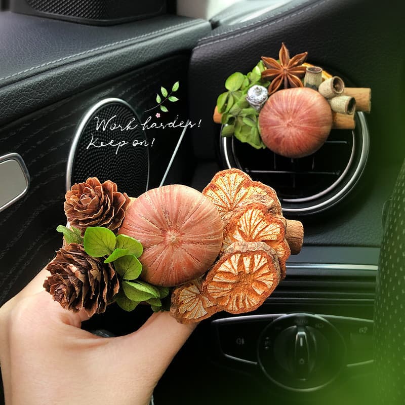 Carro aromaterapia criativo artesanal planta flores secas ornamentos interiores do carro ornamentos saída de ar decoraçã