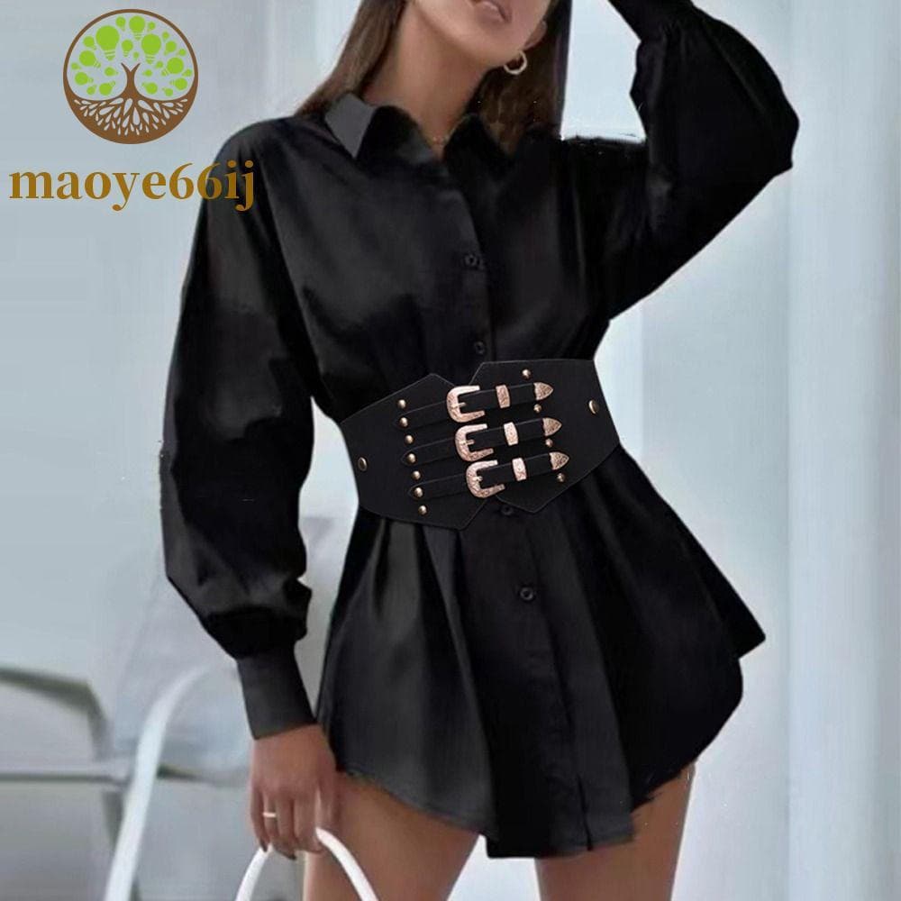 MAOYE66 Cintura Feminina Elástica Na Moda Couro Do Plutônio Fivela De Metal Lado Largo Espartilho Cinto Superior Acessór