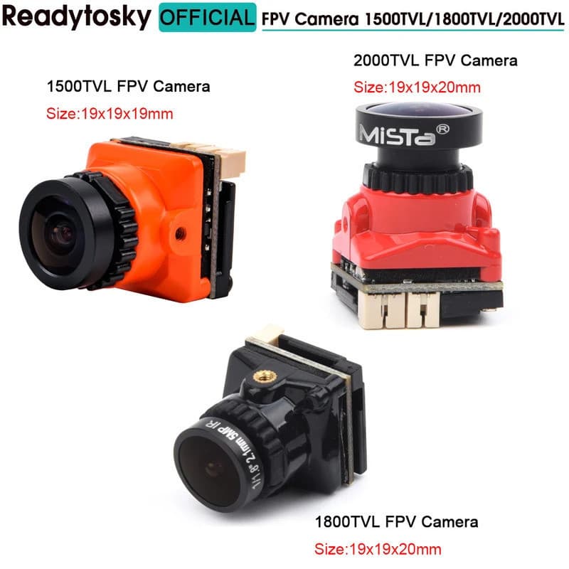 Mini Câmera FPV com Ajuste Interno para Drone de Corrida RC, Alimentação PAL NTSC com OSD, 1200TVL 2000TVL, Lente de 2.1
