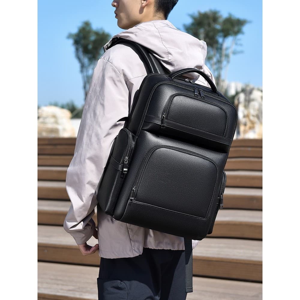 Mochila masculina de couro genuíno de grande capacidade, viagem de negócios, 57cm, bolsa para computador, Design, mochil