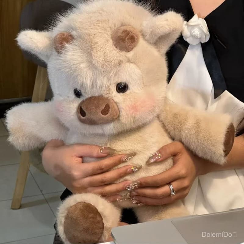 Brinquedo de Pelúcia de Vaca das Terras Altas Escocesas, Almofada de Vaca Fofa para Bebê, Almofada Criativa de Vaca das