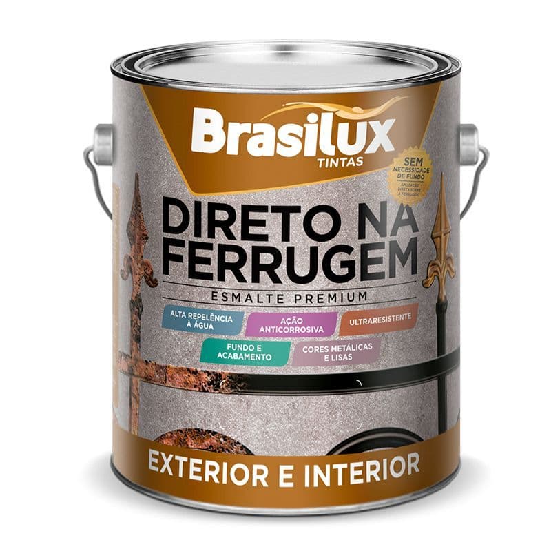 Tinta Esmalte Direto Na Ferrugem 3,6l Brasilux Escolha sua Cor