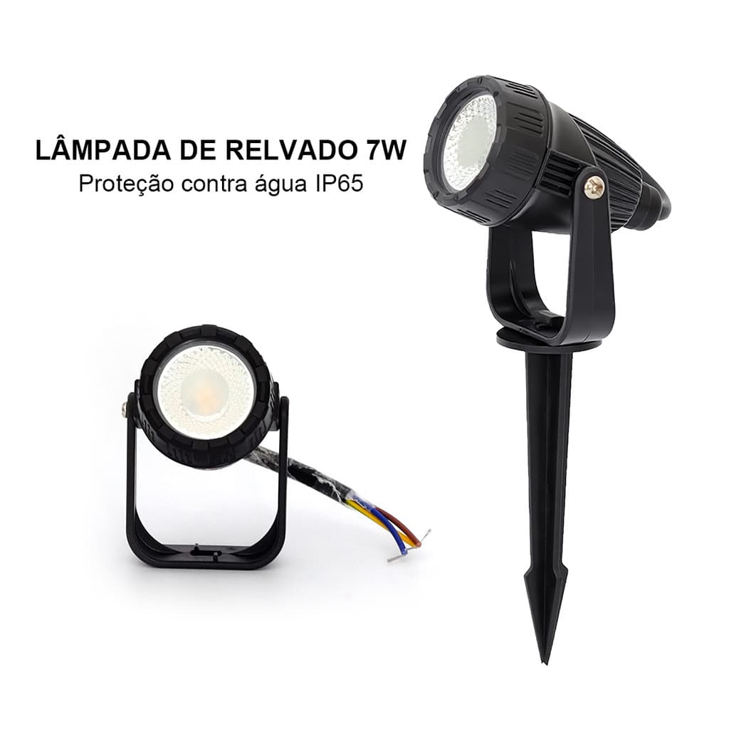 KIT 2 Luminária Espeto De Jardim 7w Cob Led Luz Branco Quente /Branco Frio /Verde