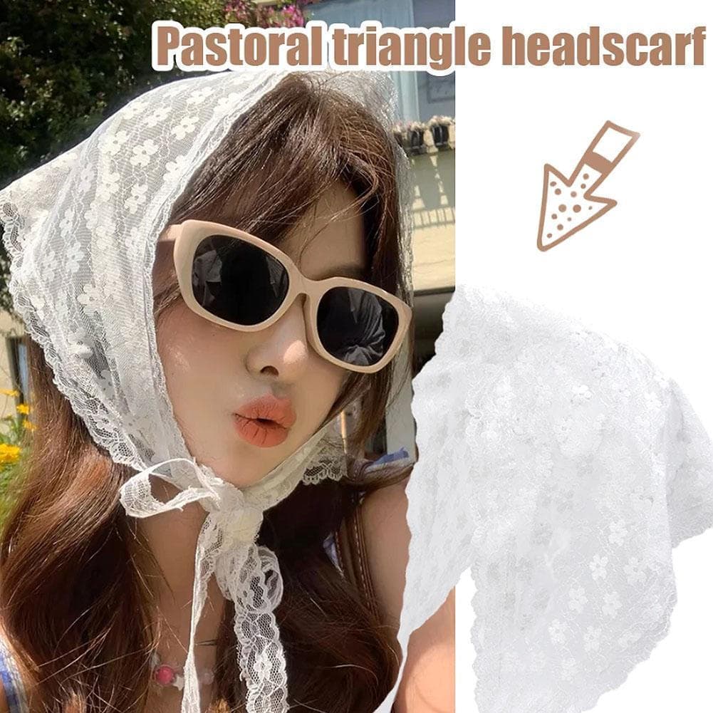 Francês Retro Renda Triângulo Cachecol Lenço Verão Pastoral Estilo Feminino K9r6