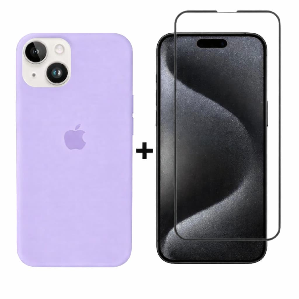 Kit 2em1 Case Silicone Colorida Para iPhone XR 11 12 13 14 15 16 + Película Vidro 3D Temperado - Kit Premium