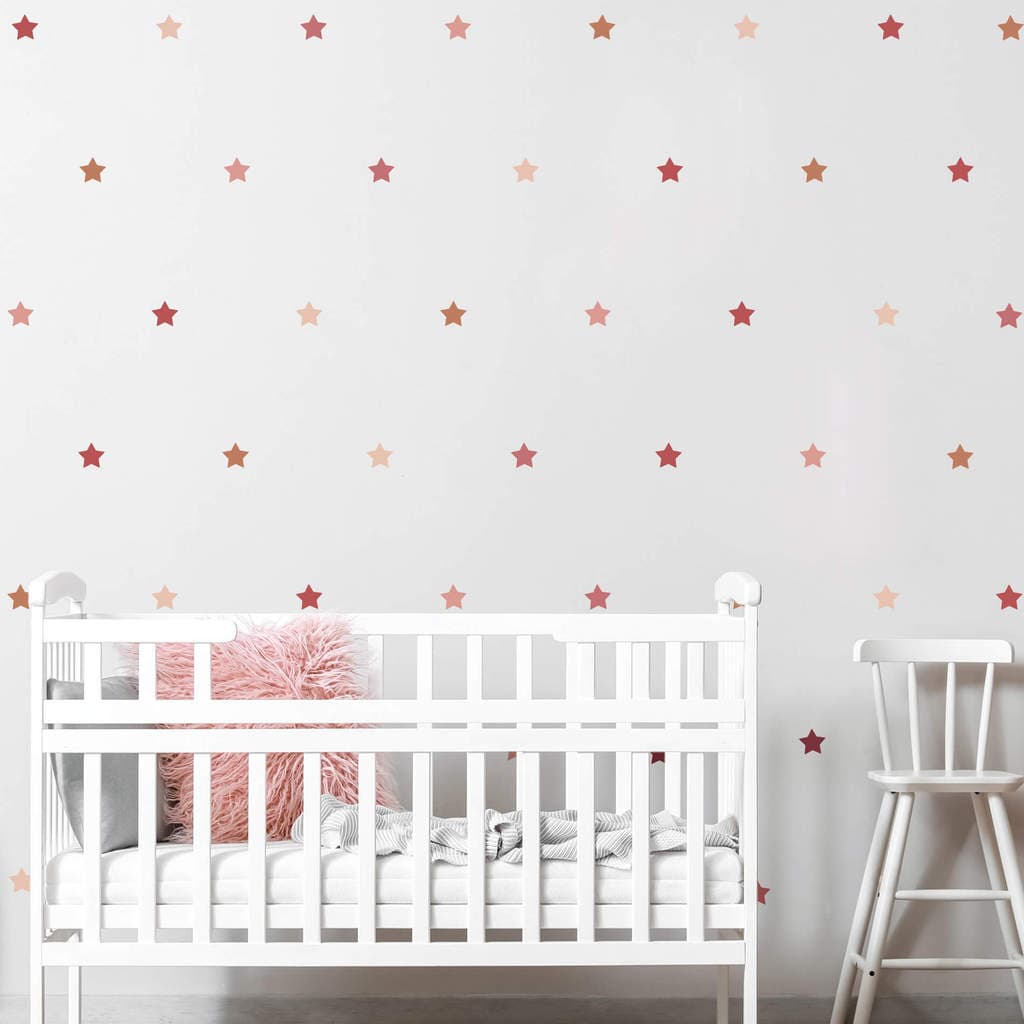 Adesivo de Parede Infantil Estrelas Tons Rosê 70 adesivos