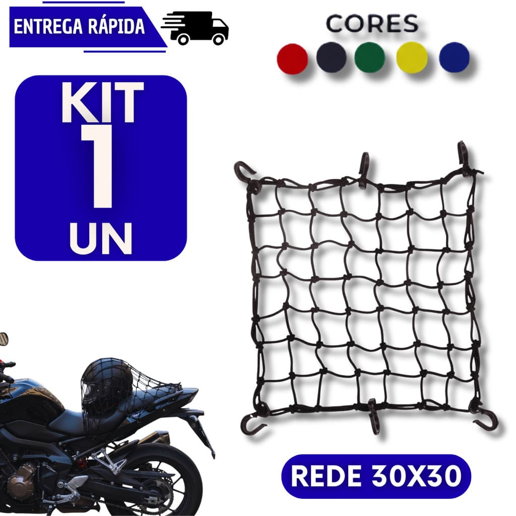 Rede Aranha Elástica Para Capacete Moto Bike Multiuso Bagageiro Alta Resistência Redinha Acessório Ganchos Redes