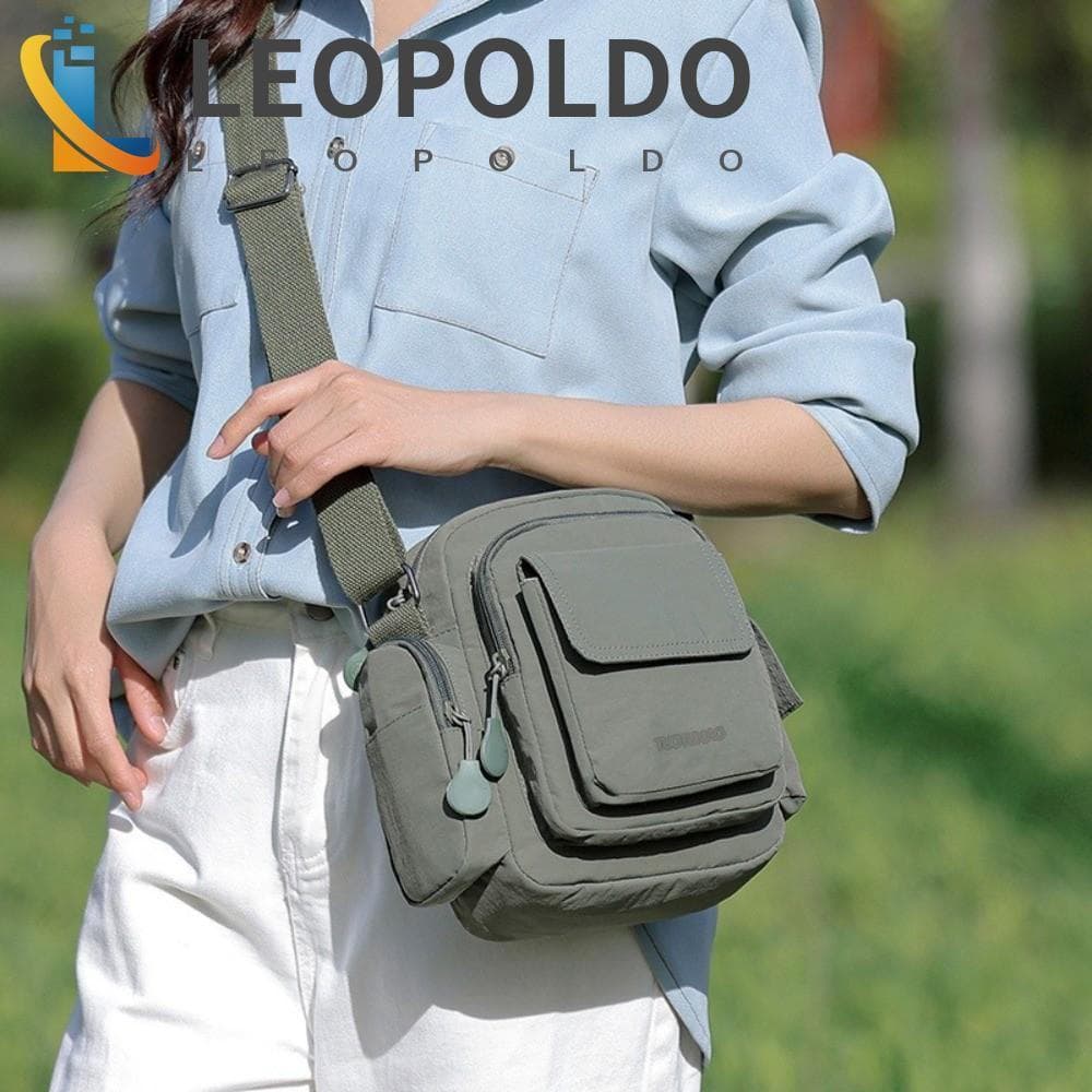 Bolsa Crossbody Externa LEOPOLDO , De Ombro De Grande Capacidade Com Vários Bolsos De Nylon , Design Quadrado