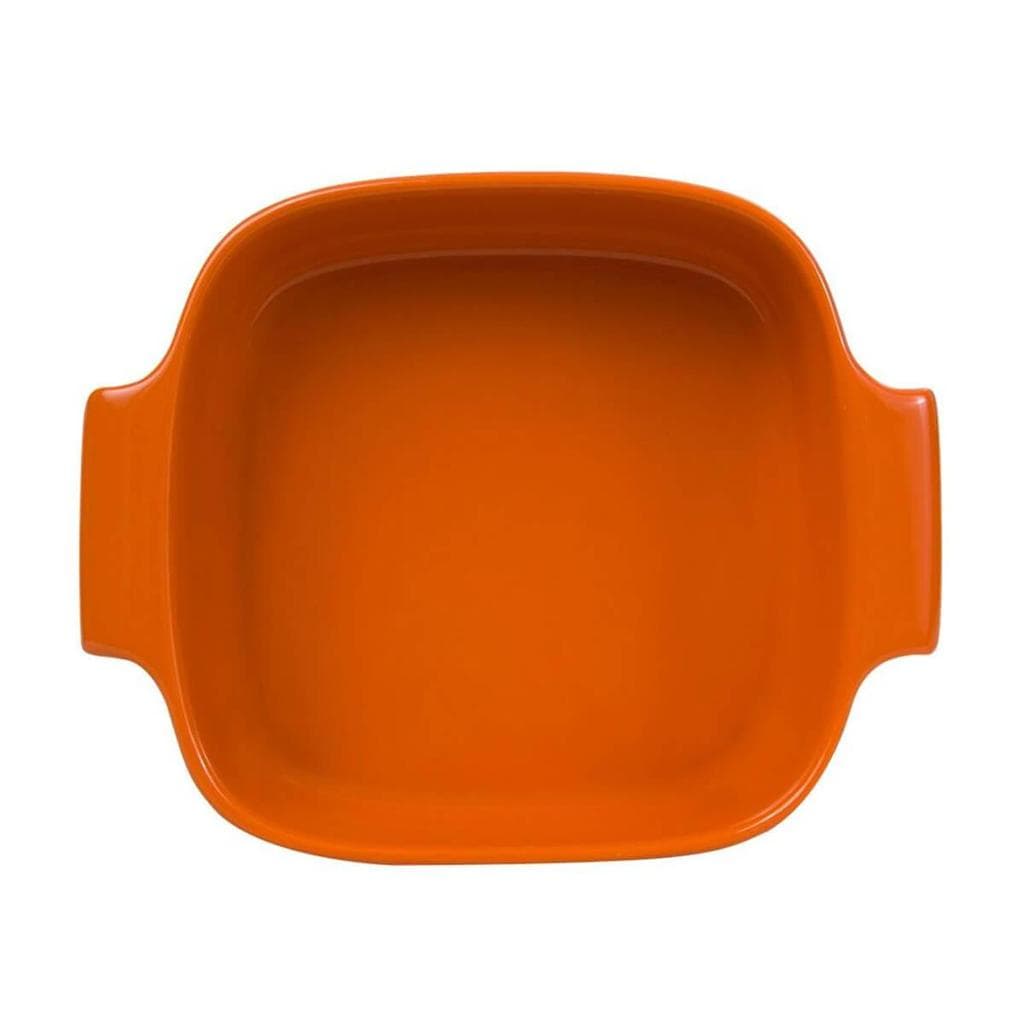Travessa Quadrada Porcelana Germer 21x21cm Laranja 2L Assar e Servir com Alças Laterais