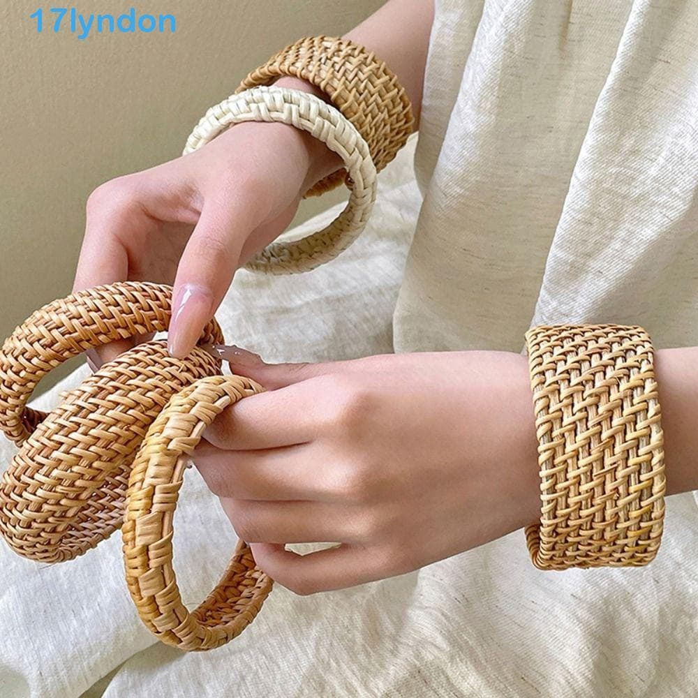 Pulseira De Tecido De Vime LYNDON , Estilo Étnico Vintage Em Formato De Ninho De Pássaro Trançada Boêmia Simples