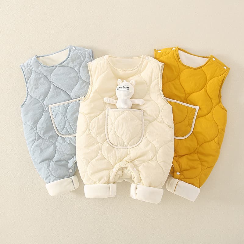 Roupas de bebê meninos meninas bebê outono inverno novo estilo colete de lã macacão 3 roupas recém-nascidos engrossado m