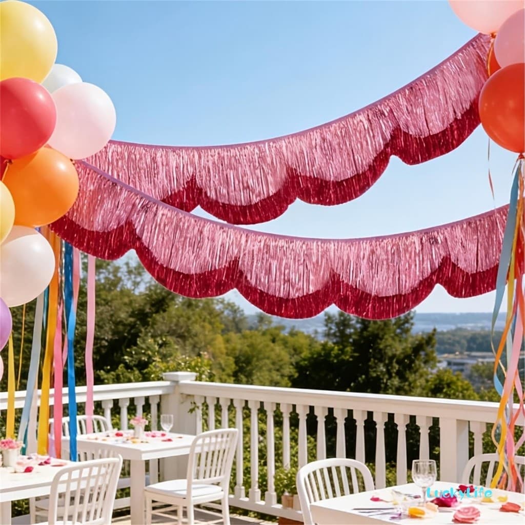 Tinsel Borla Banner Recortado Folha Metálica Streamers Guirlanda Decoração De Suspensão De Parede Para Suprimentos De Fe