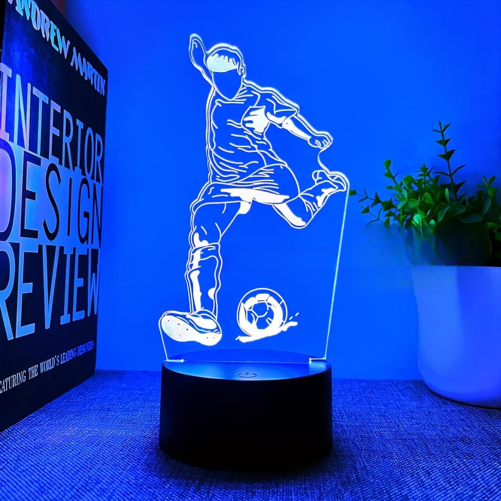 Luz Noturna 3D de Futebol Personalizável |   Figura Criativa de Futebol com Controle por Toque e Mudança de Cor&*&&*&-*