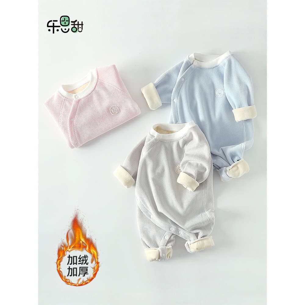 Roupas de bebê outono inverno macacão forro de lã engrossado quente Outing roupas recém-nascidos pijamas roupas de inver