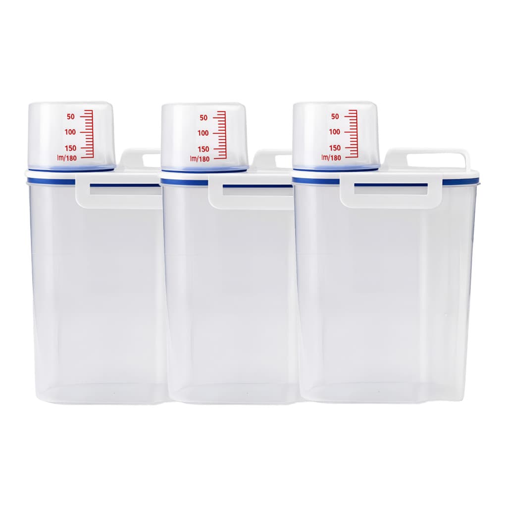Kit 3 Potes Herméticos Com Medidor 2,5L Arroz Grãos Ração