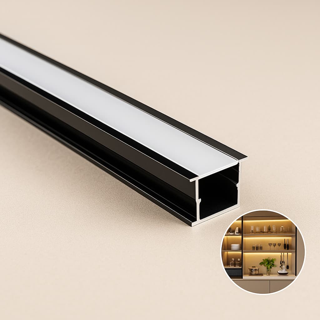Perfil 1010 Alumínio Barra 1 Metro P/ Fita Led Embutir Gesso Sanca Iluminação de Teto