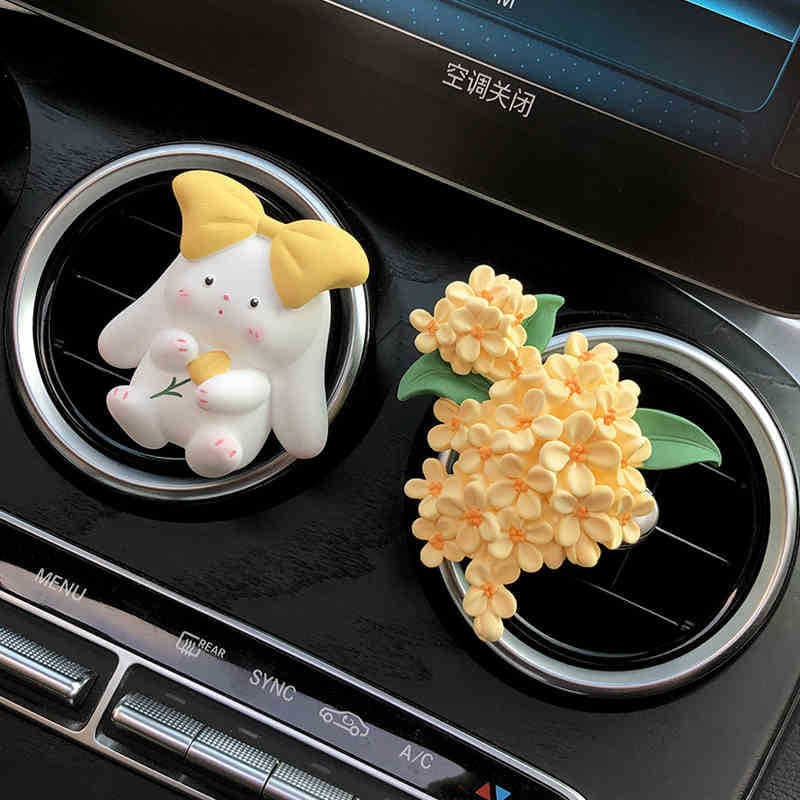 Tulipa coelho carro aromaterapia saída de ar do carro decoração Perfume menina acessórios interiores do carro ornamentos