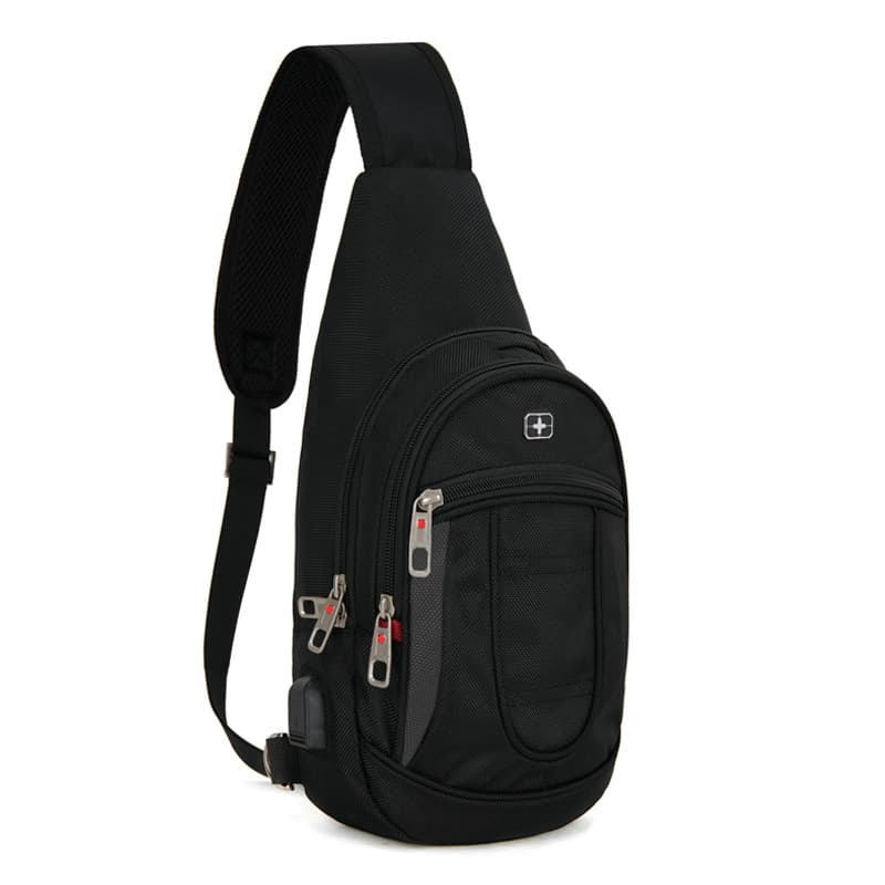 Bolsa de peito suíça esportiva masculina Casual bolsa de peito lona ombro pequena mochila para celular Tablet bolsa pret