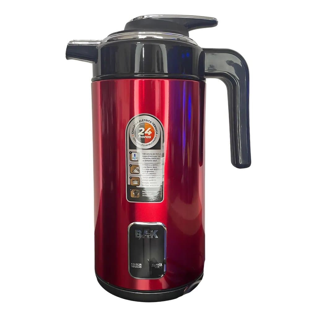 Chaleira Elétrica Térmica Portátil Inox Vermelha Cor Vermelho