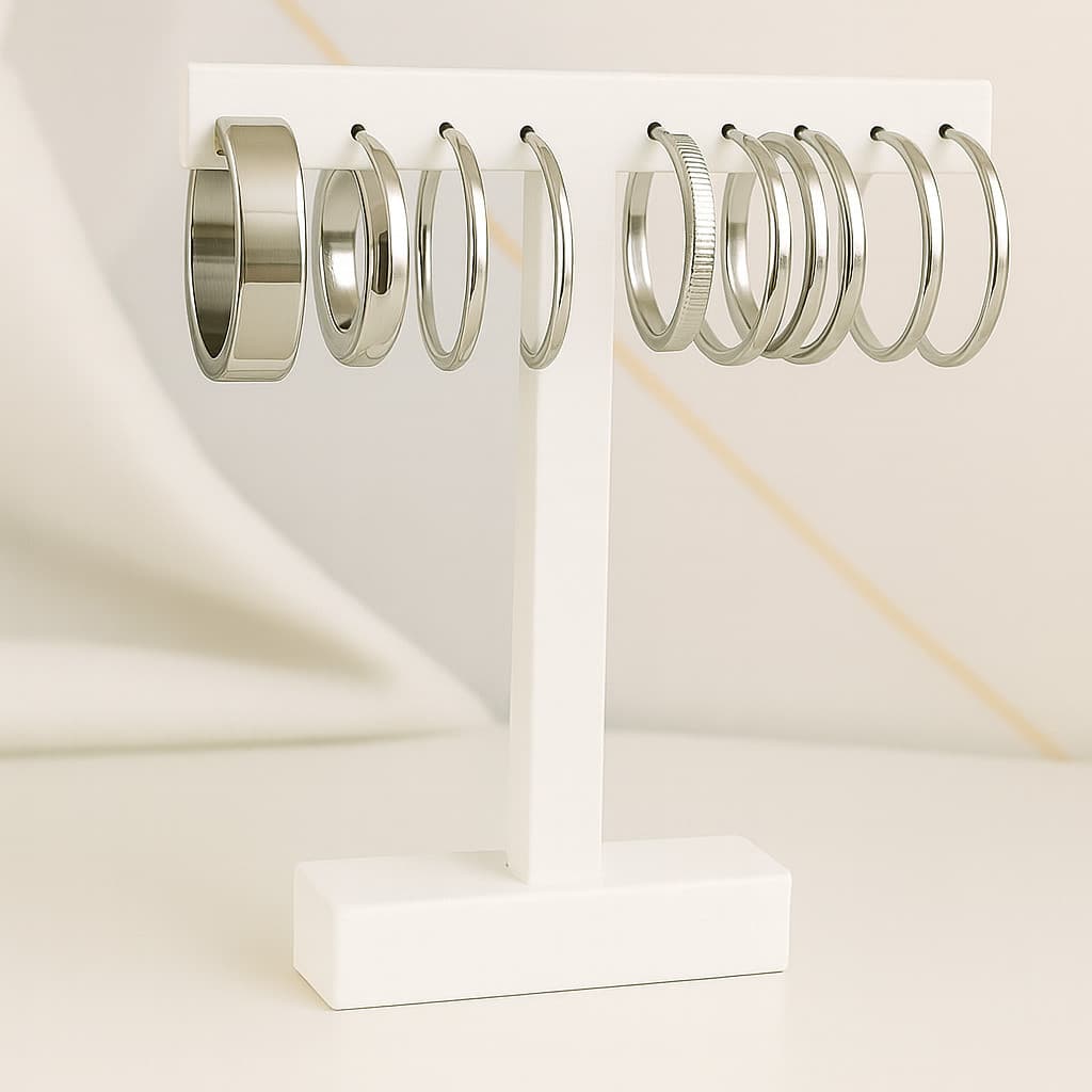 Brincos de argola em aço inox tamanhos variados