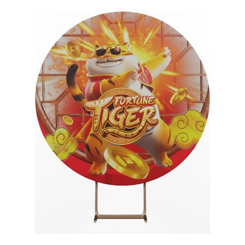 Painel De Festa Redondo Fortune Tiger Tigrinho Pegue e Monte Decoração de Festa