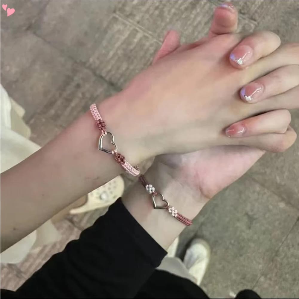 Pulseiras Coloridas Combinando Com Contas De Coração Para Casais E Amizades Presente Ajustável Namorado Namorada *--