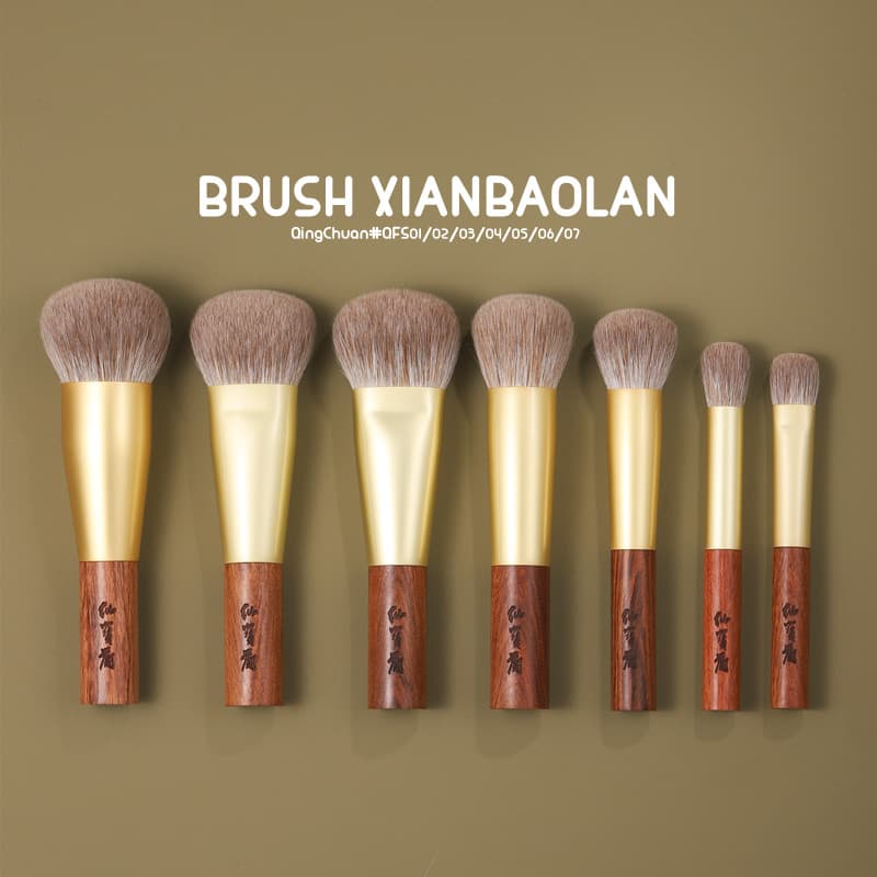 Portátil amarelo doninha cabelo misturado lã fundação escova pressionado pó escova contorno destaque Blush escova sob os