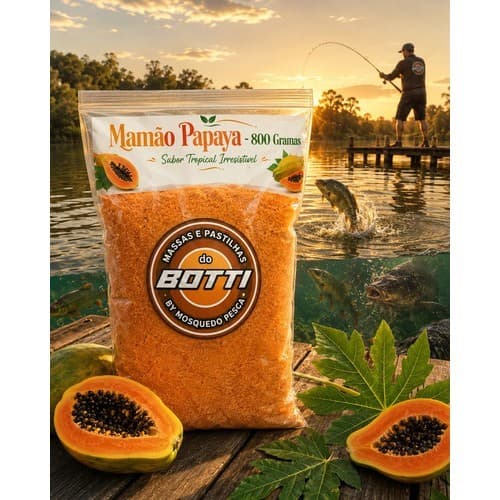 Massa Botti 800g Pesca Carpa Cabeçuda Aroma Forte Liga Bruta Mamão Papaya