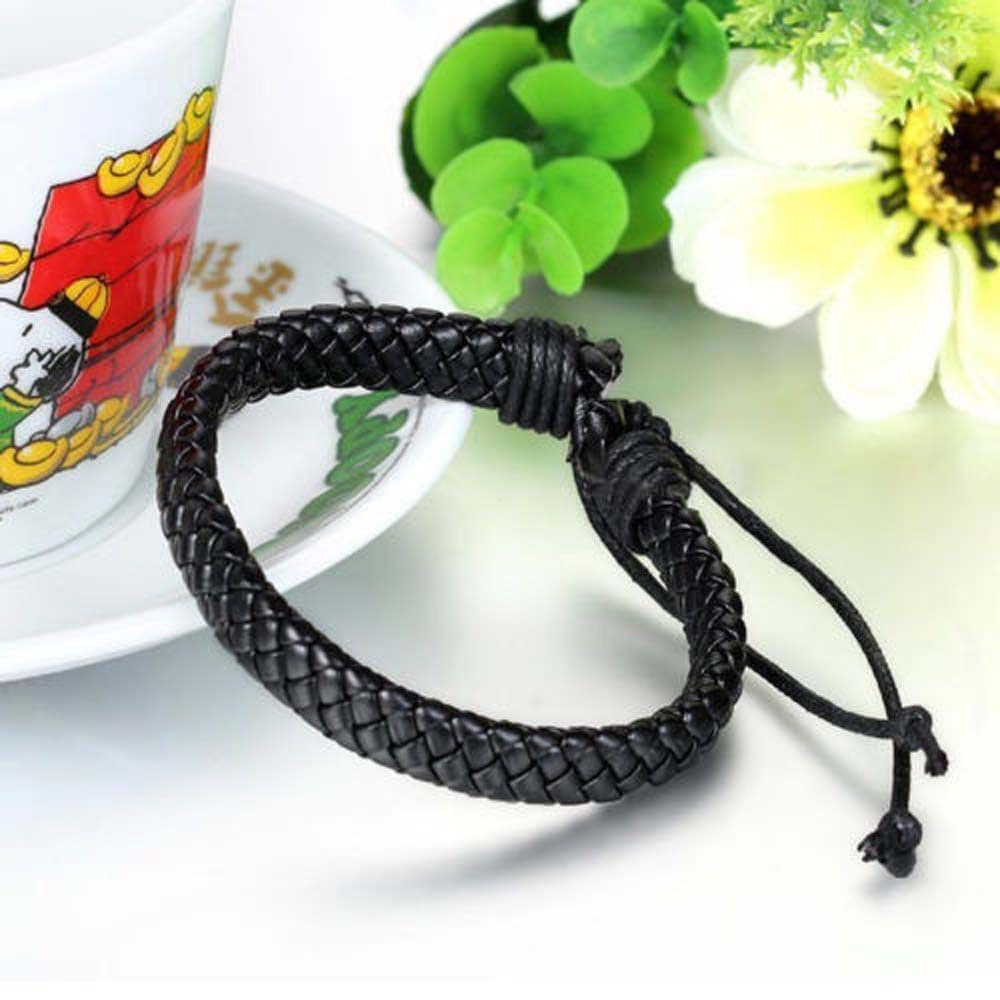 Pulseira Preta Ajustável Presente Tamanho Masculina Design Trançado Para Declaração De Moda Casual Wear Beachwear