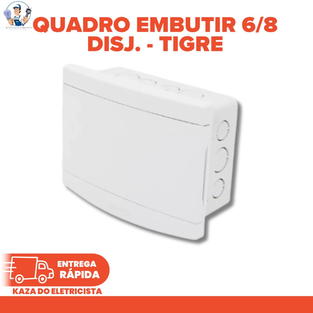 Quadro de Distribuição Embutir Tigre 6/8 Disjuntores Sem Barramento Branco – Caixa de Luz Tigre