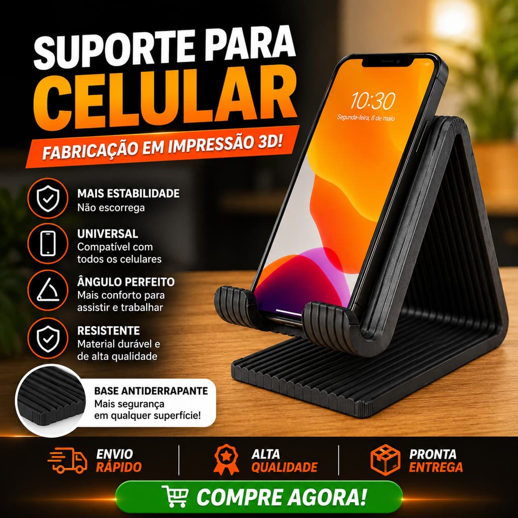 Suporte Para Celular Moderno 3D Universal Antiderrapante Premium Mesa Gamer