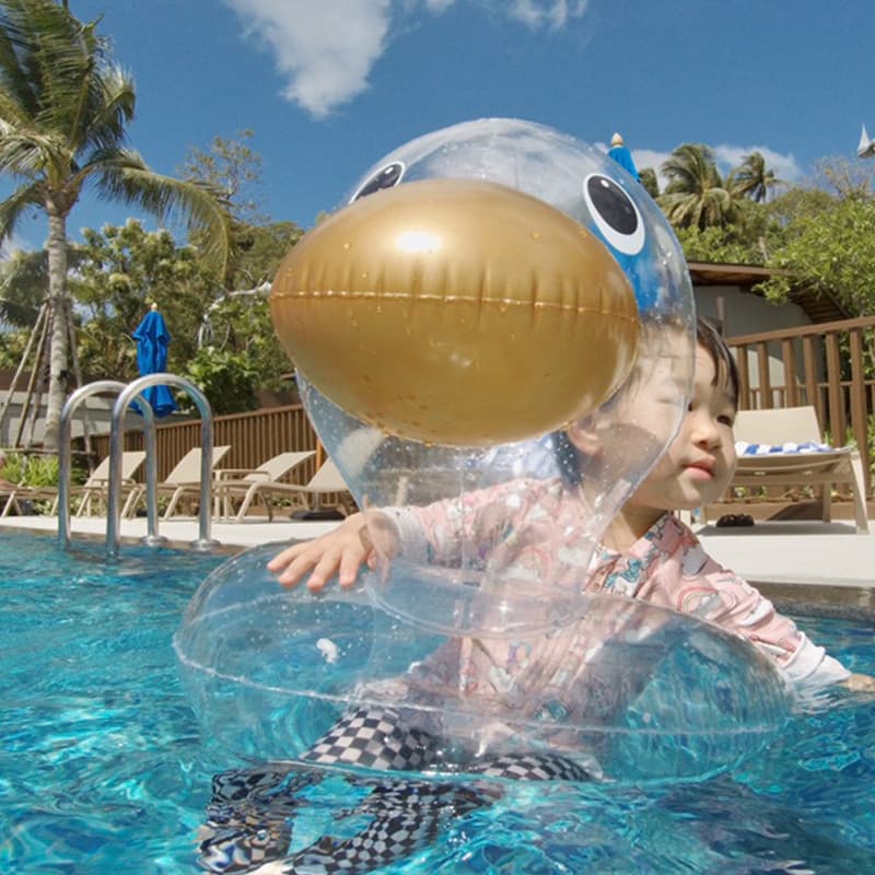 Ins influenciador foto brinquedo de banho do bebê transparente cabeça grande pato anel de natação axilas anel flutuante
