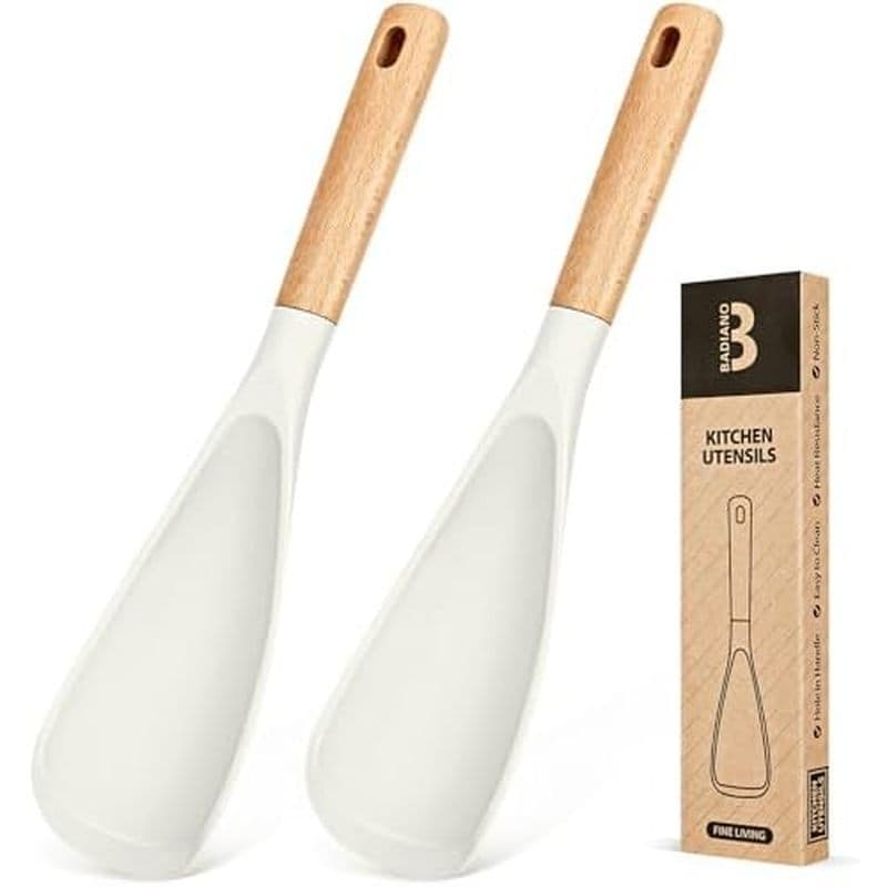 Colher De Cozinha Para Panelas Antiaderentes , Ótima Cozinhar E Servir Silicone Fosco Resistente Sem BPA , Com Cabo De M