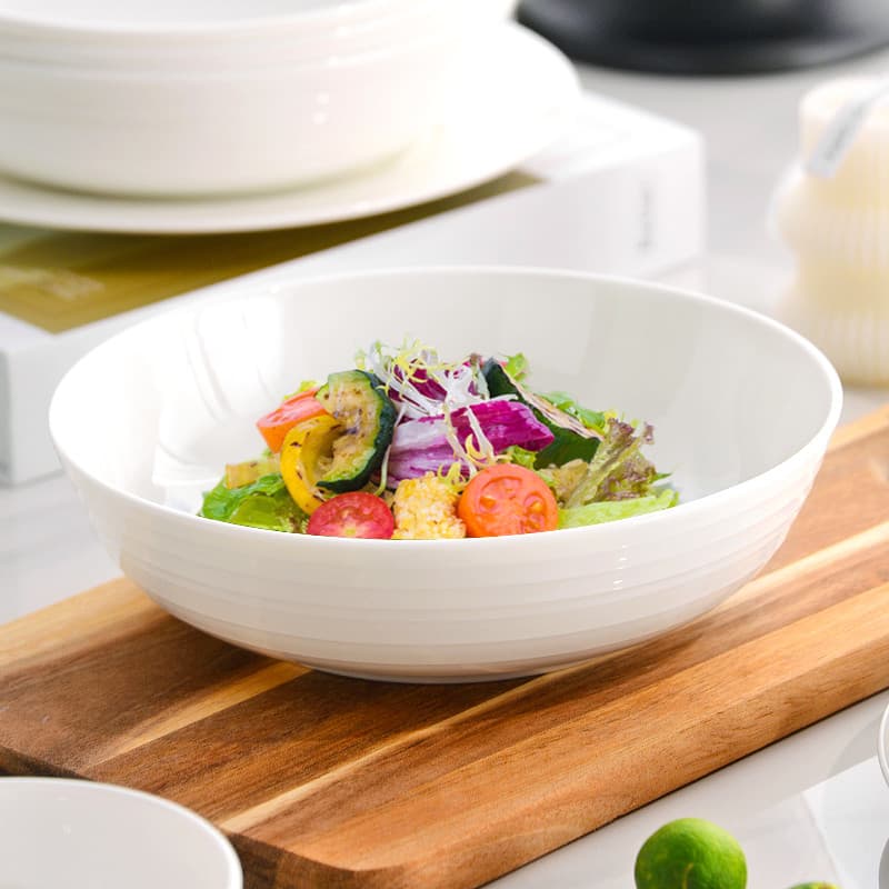 Prato profundo doméstico de osso branco puro China, criativo, 8 espaços, rosca, prato de sopa, salada, especialmente lin