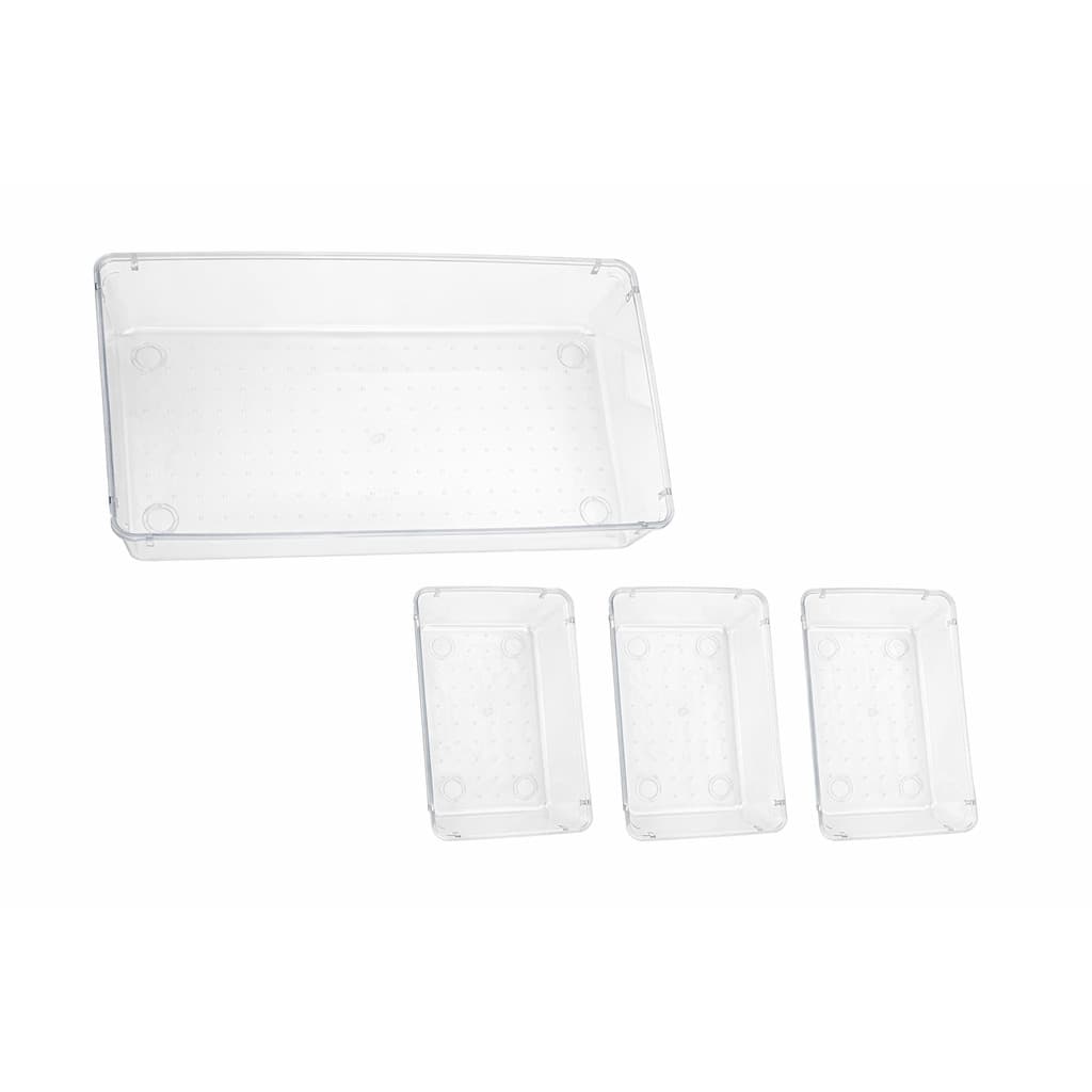 Kit 4 Organizadores Caixas Multiuso em Plástico Transparente