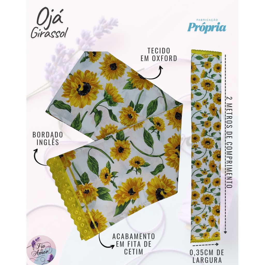 Ojá Pano de Cabeça 2 Metros com Renda | Uso Religioso Umbanda Candomblé | Turbante Feminino Estampados