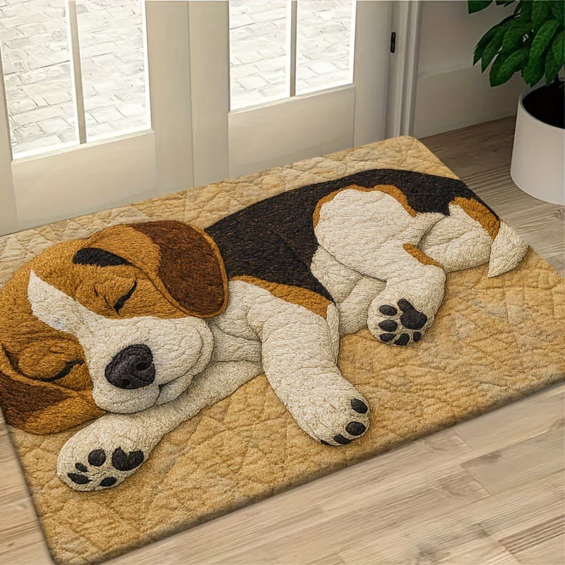 Tapete de Pelúcia com Estampa de Cachorro Fofo para Entrada, Banheiro e Lavabo, Absorvente de Água e Resistente à Sujeir