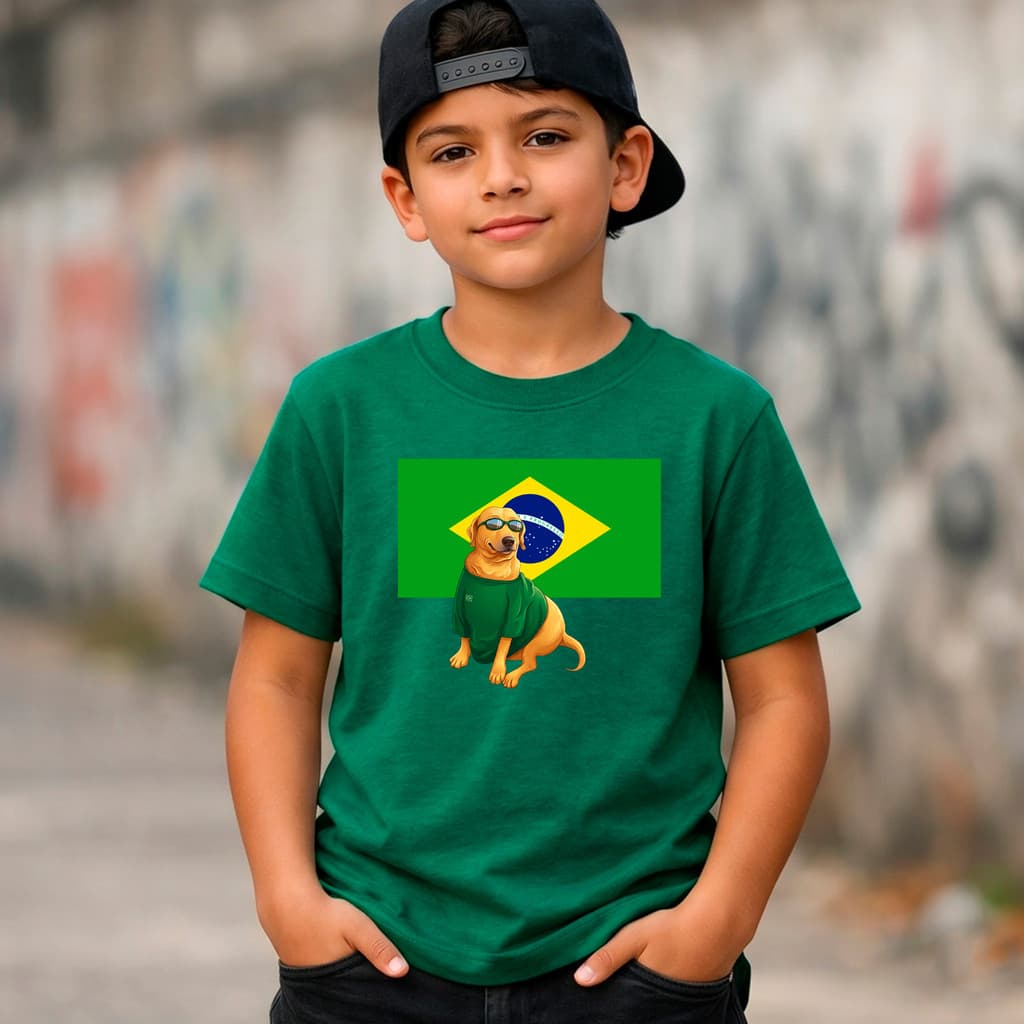 Camiseta Camisa Blusa Infantil Brasil Copa Caramelo 100% Algodão Meninas e Meninos Trands