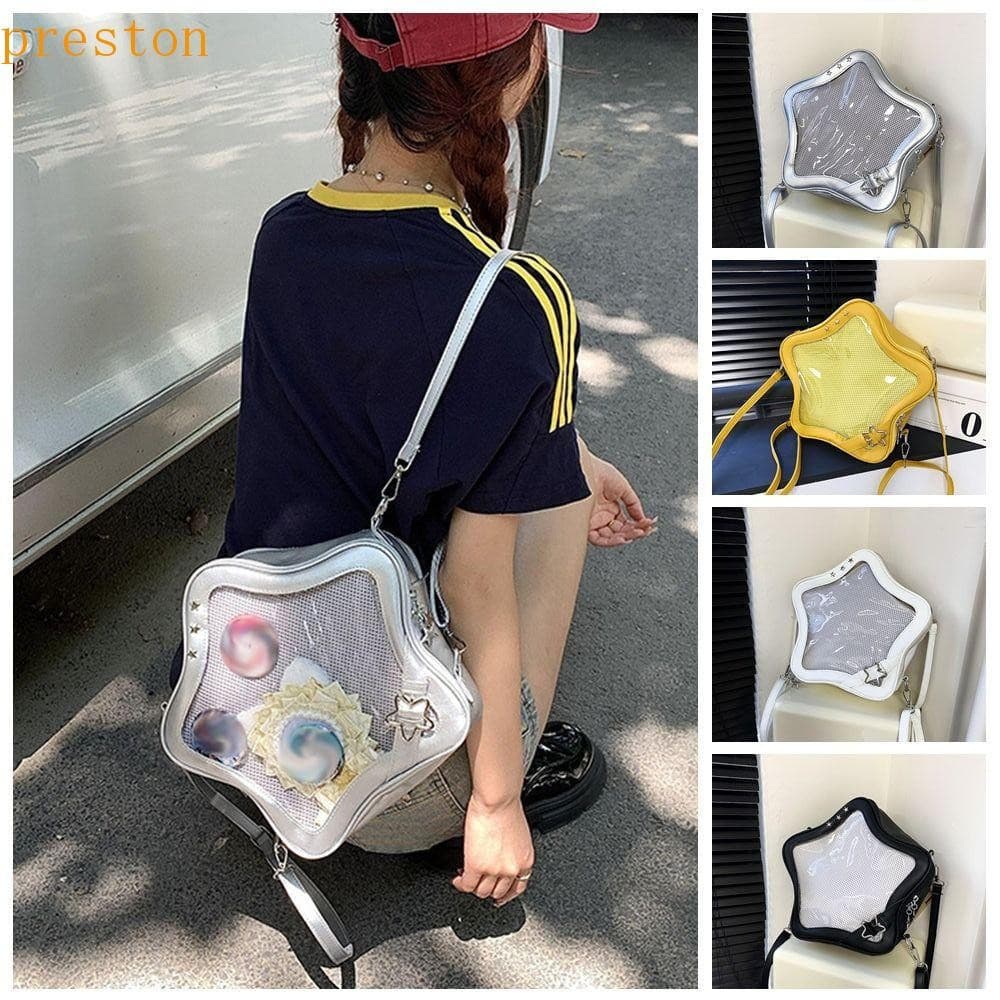 Bolso Transparente PRESTON , Bolsa Com Zíper Silver Star Ita Bag De Itens Pequenos Mochilas De Moda De Dupla Finalidade