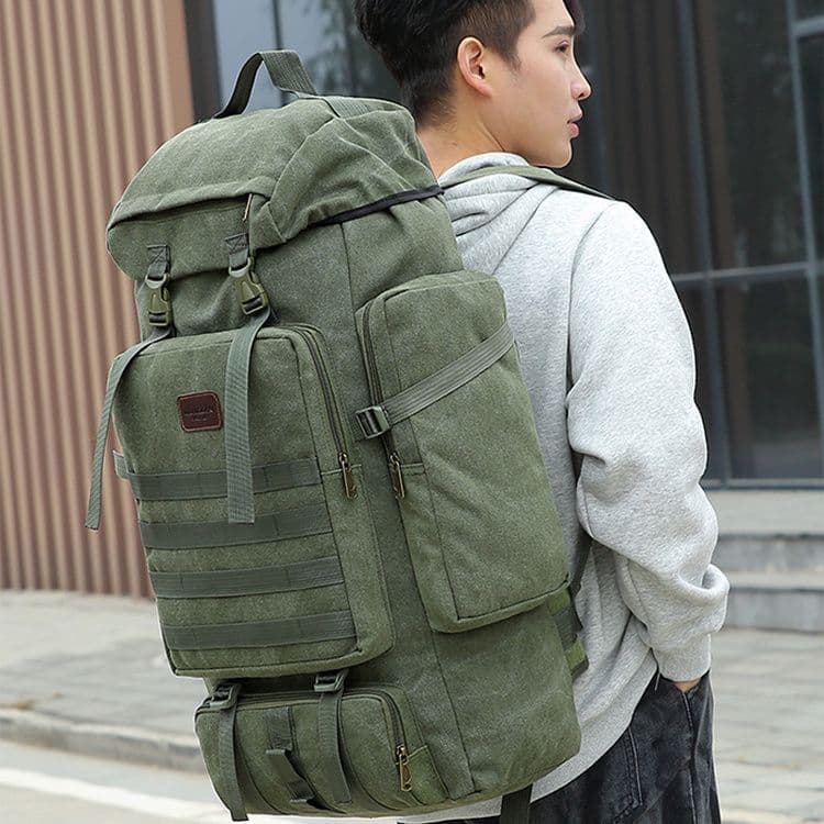 120L mochila genuína lona montanhismo grande capacidade ao ar livre montanhismo saco mochila camuflagem bagagem viagem