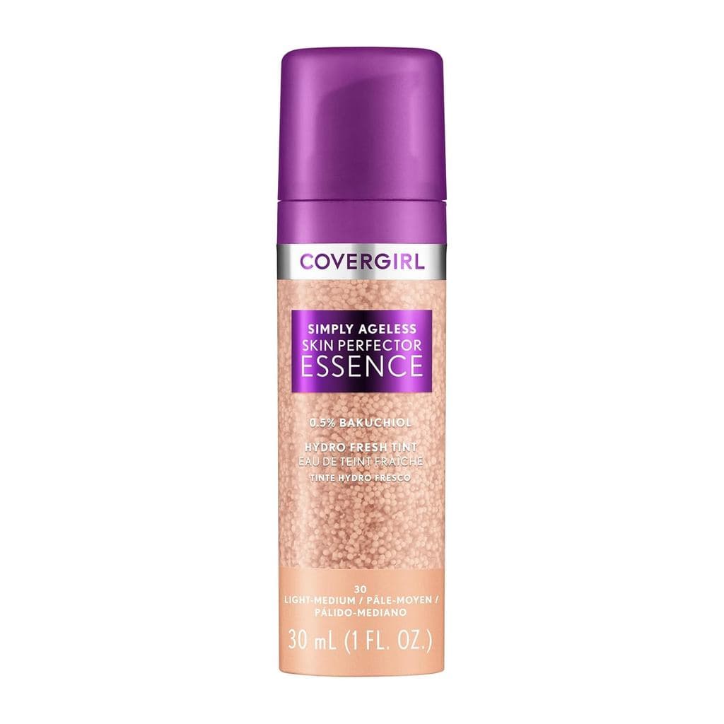 Covergirl Simply Ageless Skin Perfector Essence Foundation, 30 Light-Medium, Maquiagem Híbrida para Cuidados com a Pele