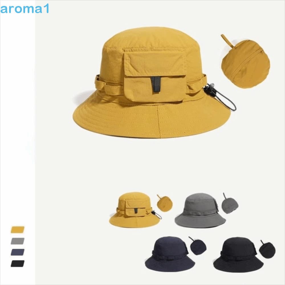 Chapéu De Sol À Prova D'água AROMA1 , Balde Dobrável Anti-UV Respirável Proteção Solar Com Design De Bolso De Poliéster