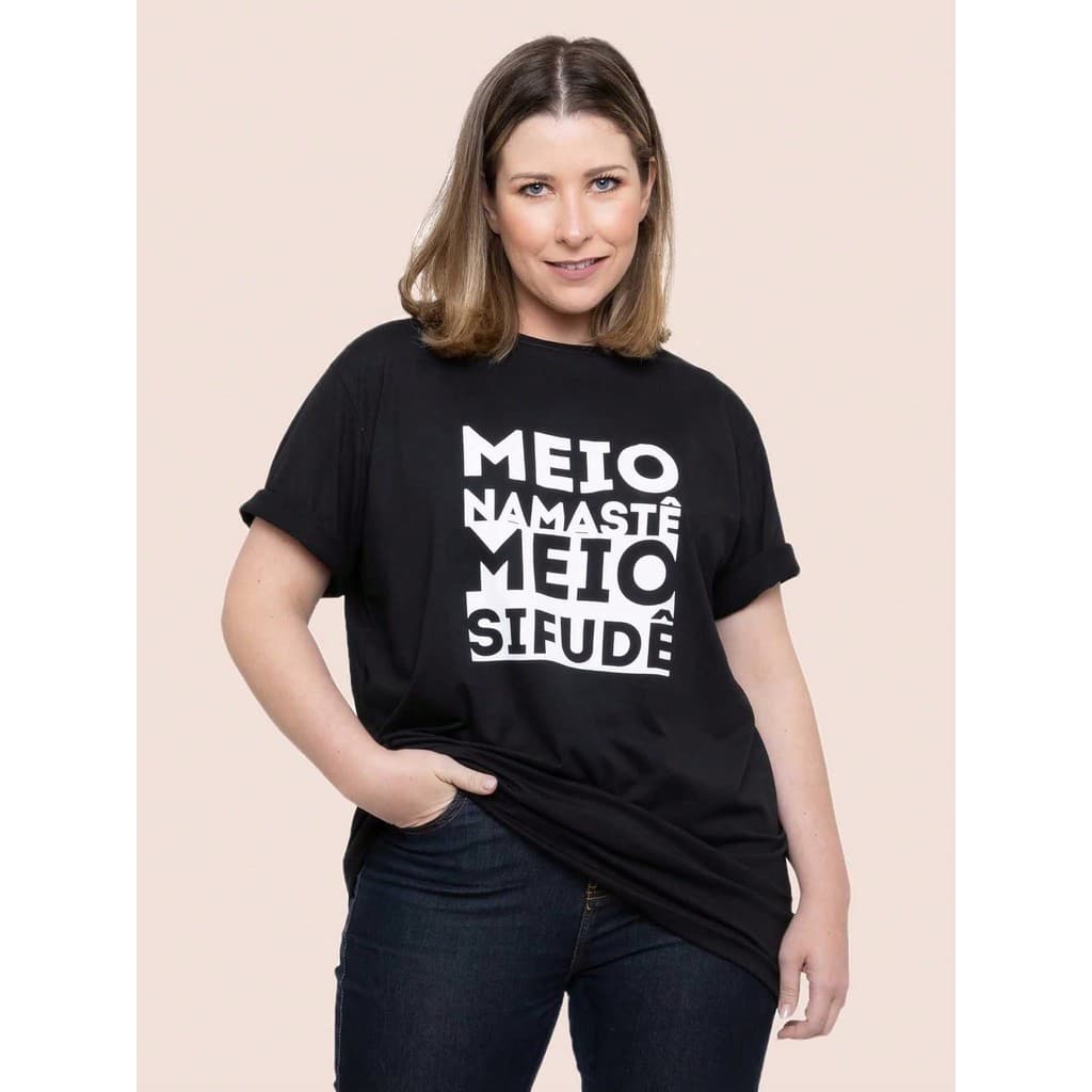 Camiseta Casual 100% Algodão Premium Meio Namastê Lançamento 2024 Envio Imediato