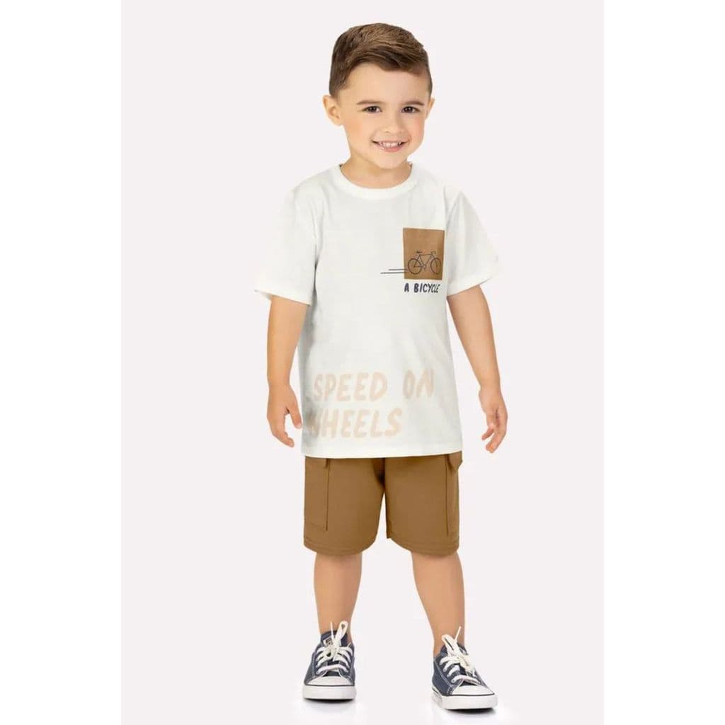 Conjunto Menino Estampa Bicicleta em Relevo Kyly