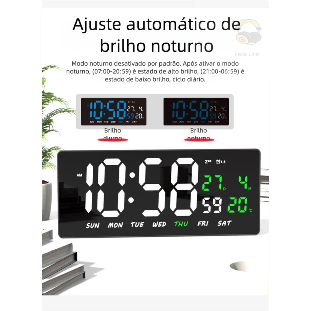 Relógio De Parede Led Digital Grande Em Led Data Salão Manicure academia Hospital Alarme