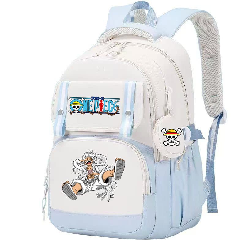 One Piece luffy Mochilas escolares infantis 45cm Meninos meninas Estudantes  Mochilas porta-moedas redondo 2pcs